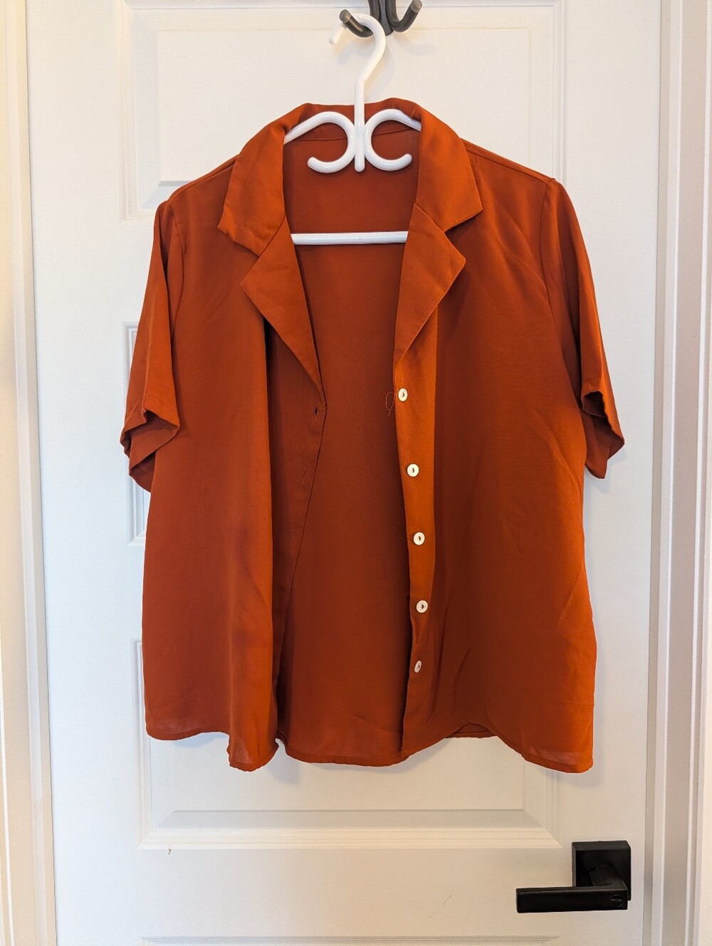 SHEIN Rust Short-Sleeve Button Down Shirt